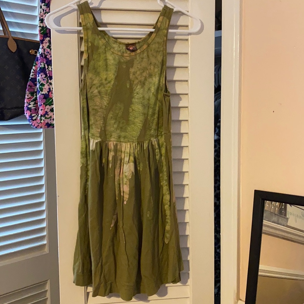 Green tie dye tank top dress